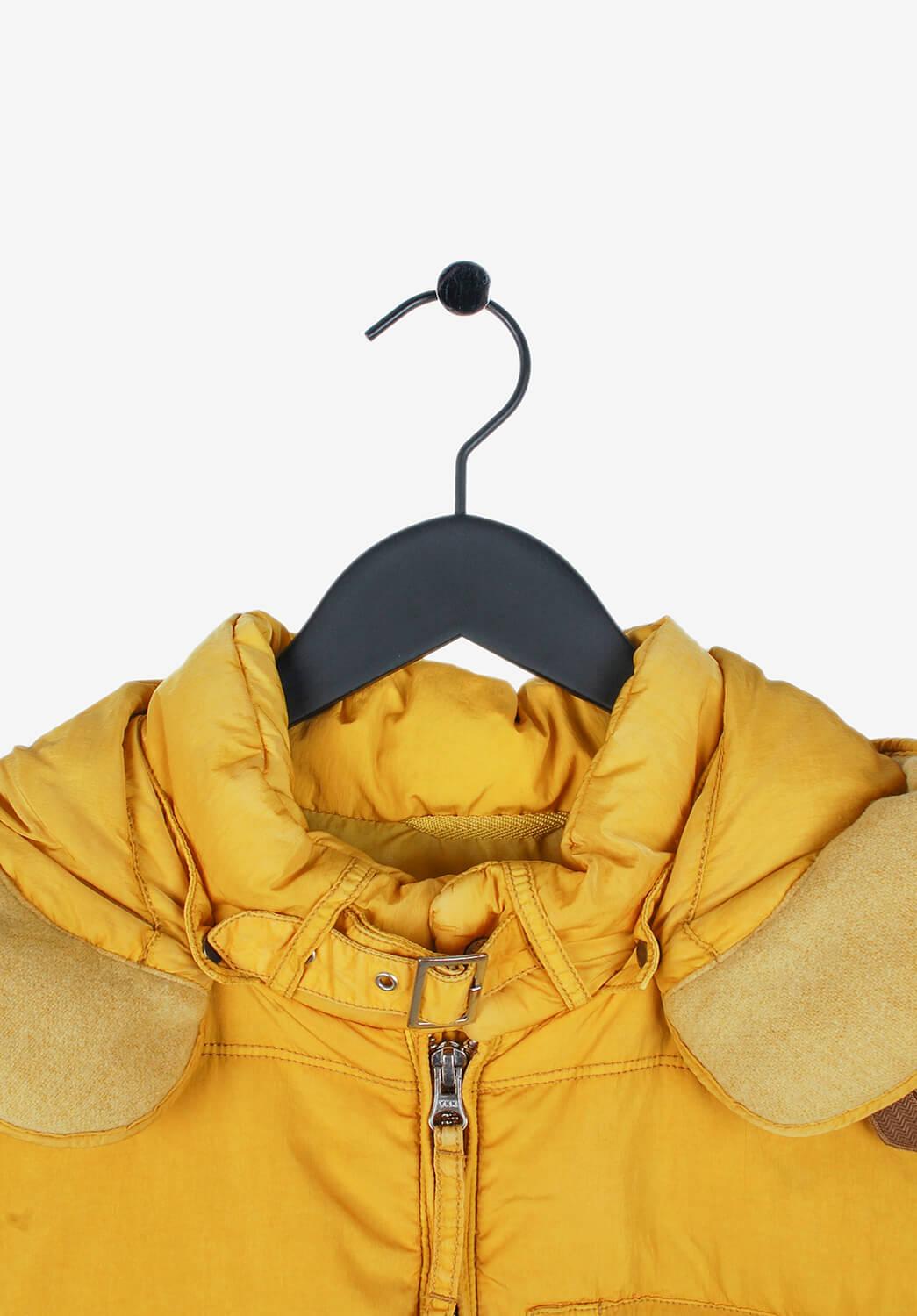 C.P Company Daunen-Puffer-Herren- Google-Jacke mit Kapuze Größe 48IT (Medium) (Gelb) im Angebot