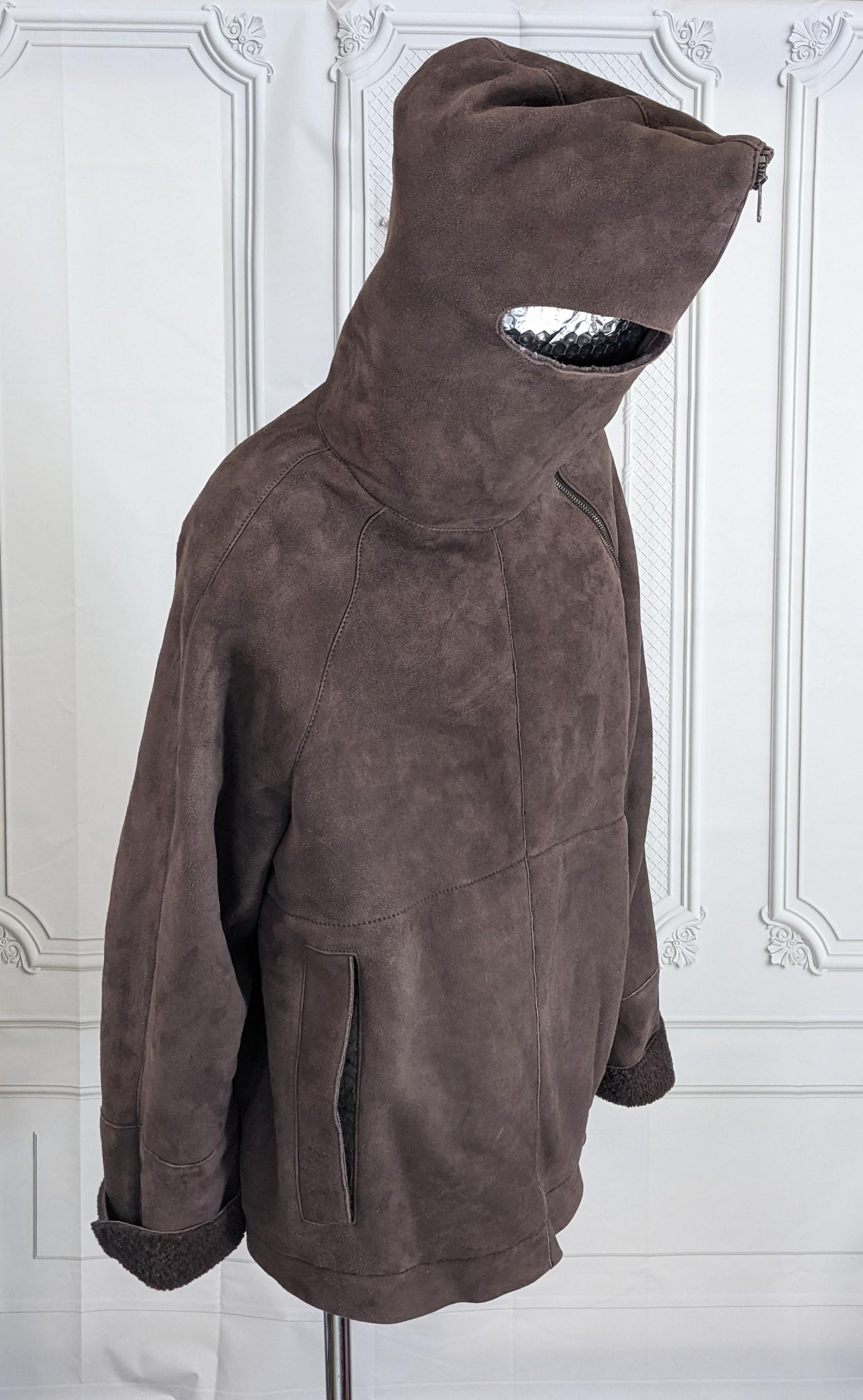 Black CP Company Mens Shearling Gumby Hood Anorak For Sale