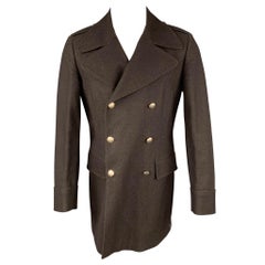 CP COMPANY Größe 40 Brauner doppelreihiger Mantel aus Flax/Wolle