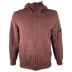 CP COMPANY Size XL Dark Burgundy Cotton Lens Detail Hooded Jacket