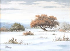 Vintage Hill Country Winter Snow Scene