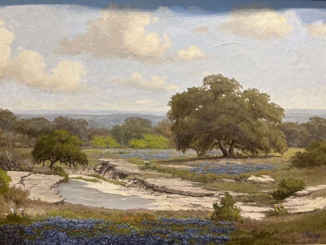 Bluebonnets del Texas - Painting Altro stile artistico di C.P. Montague (Pauline Thweatt)