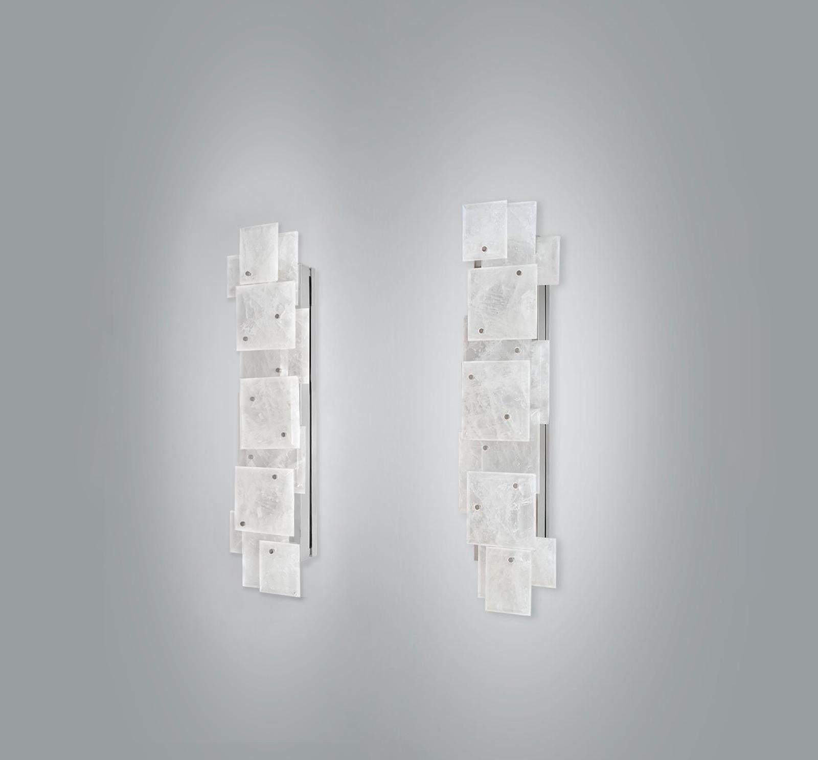 CPS 25 Rock Crystal Quartz Sconces by Phoenix In Excellent Condition For Sale In New York, NY