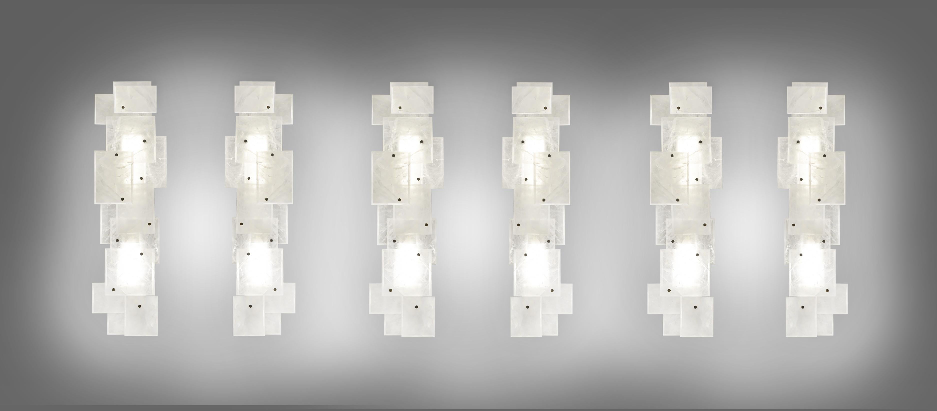 CPS Rock Crystal Quartz Sconces by Phoenix In Excellent Condition In New York, NY