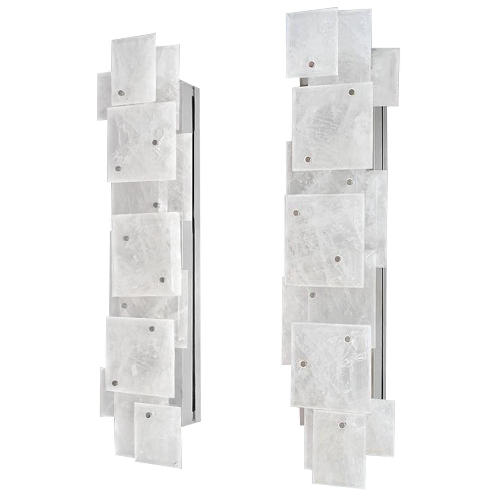 CPS 25 Rock Crystal Quartz Sconces by Phoenix For Sale