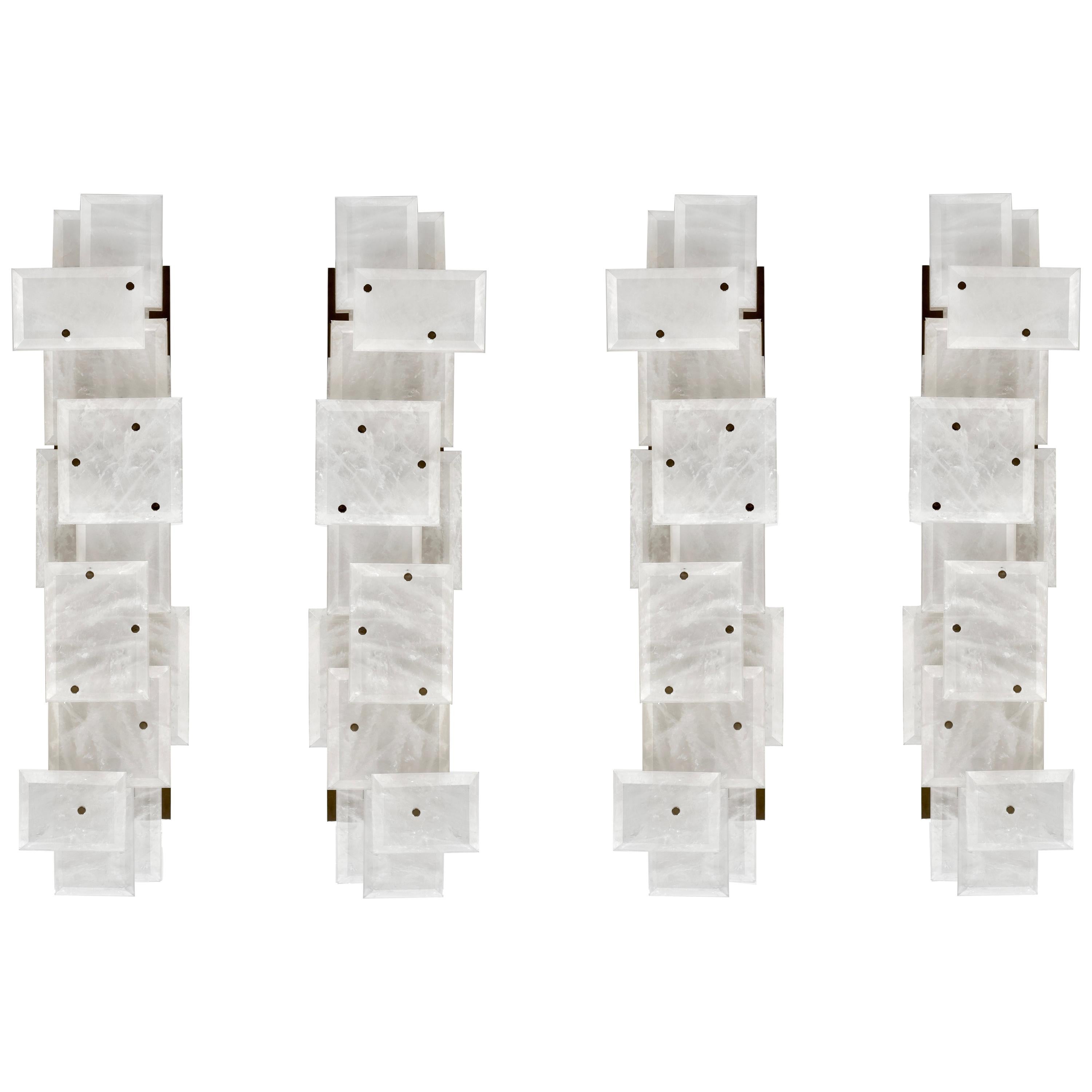 Group of Four CPS 26 Rock Crystal Sconces by Phoenix