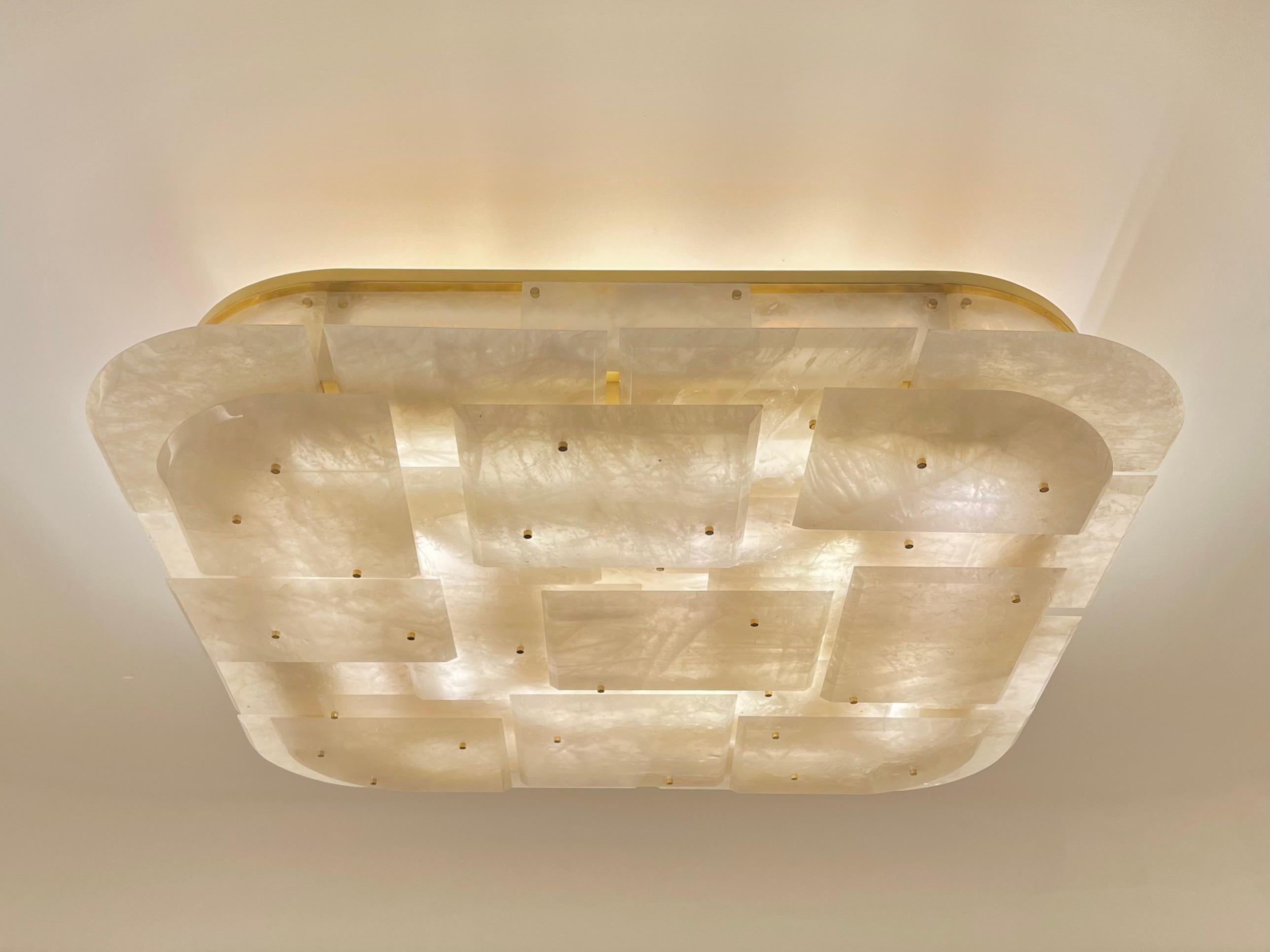 Contemporary CPS36 Rock Crystal Semi flushmount By Phoenix  For Sale