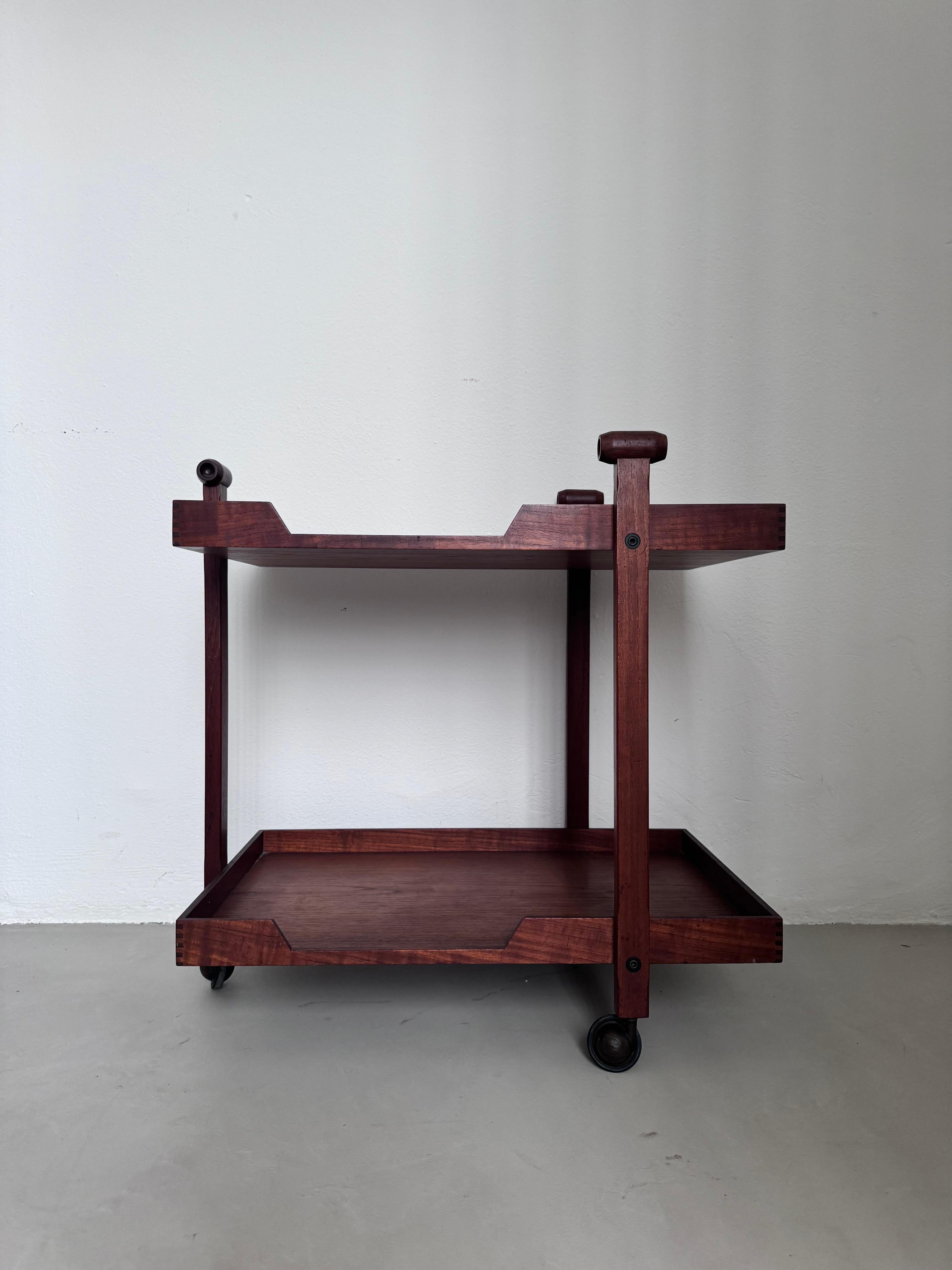 Chariot de bar/de service en bois par Franco Albini pour Poggi modèle cr-20, années 1950 en vente 3