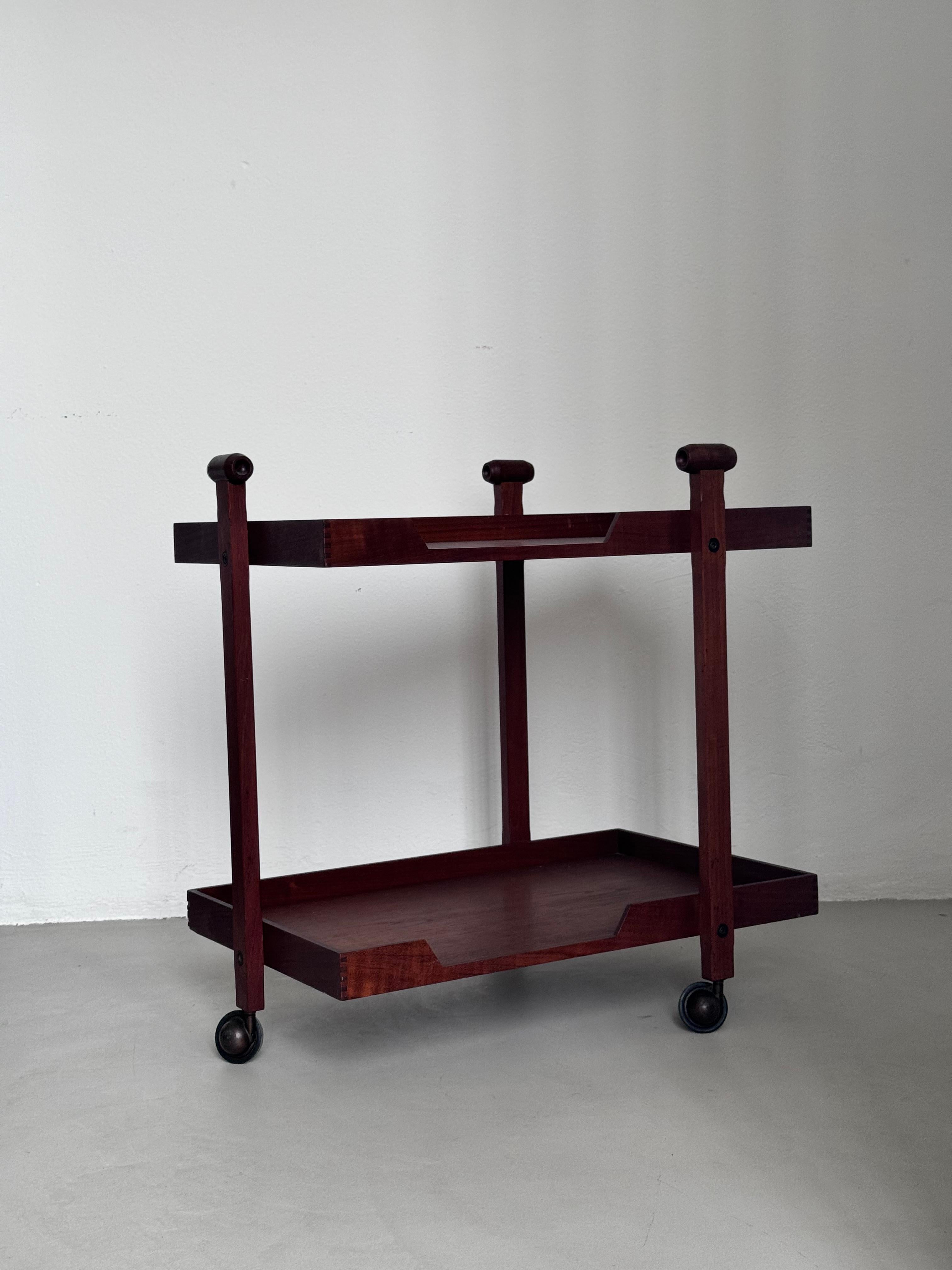 italien Chariot de bar/de service en bois par Franco Albini pour Poggi modèle cr-20, années 1950 en vente