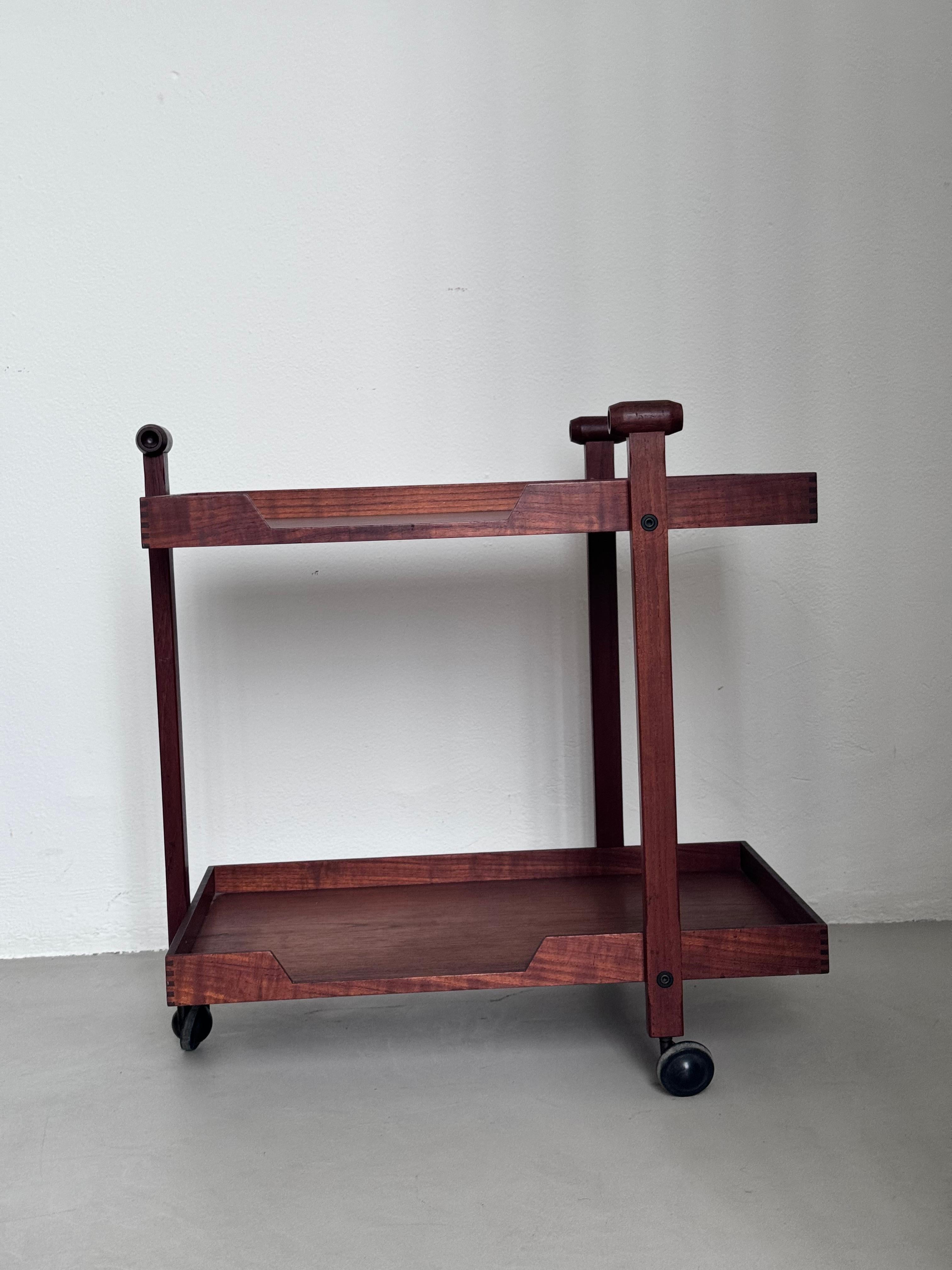 Chariot de bar/de service en bois par Franco Albini pour Poggi modèle cr-20, années 1950 en vente 1