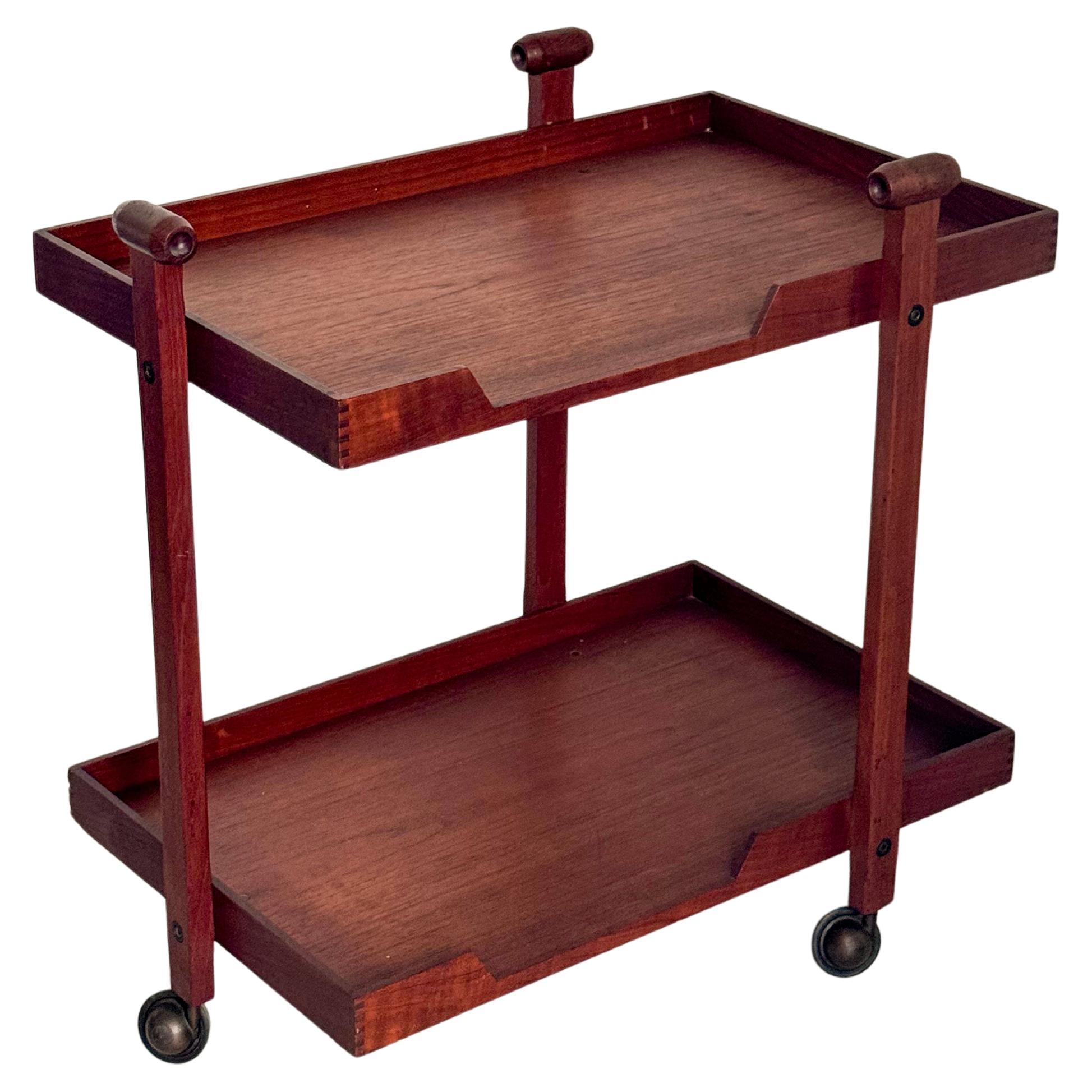 Carrito de bar / carrito de servir de madera de Franco Albini para Poggi modelo cr-20, años 50