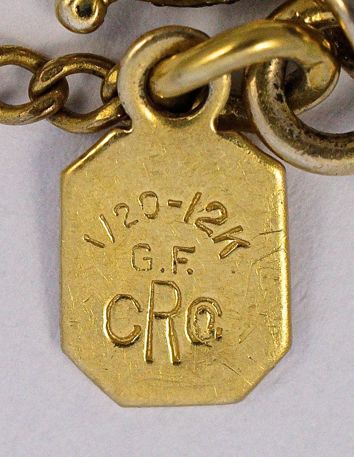 CR Co 12K Gold Filled Semi Precious Stones Scarab Link Bracelet circa 1950s 3