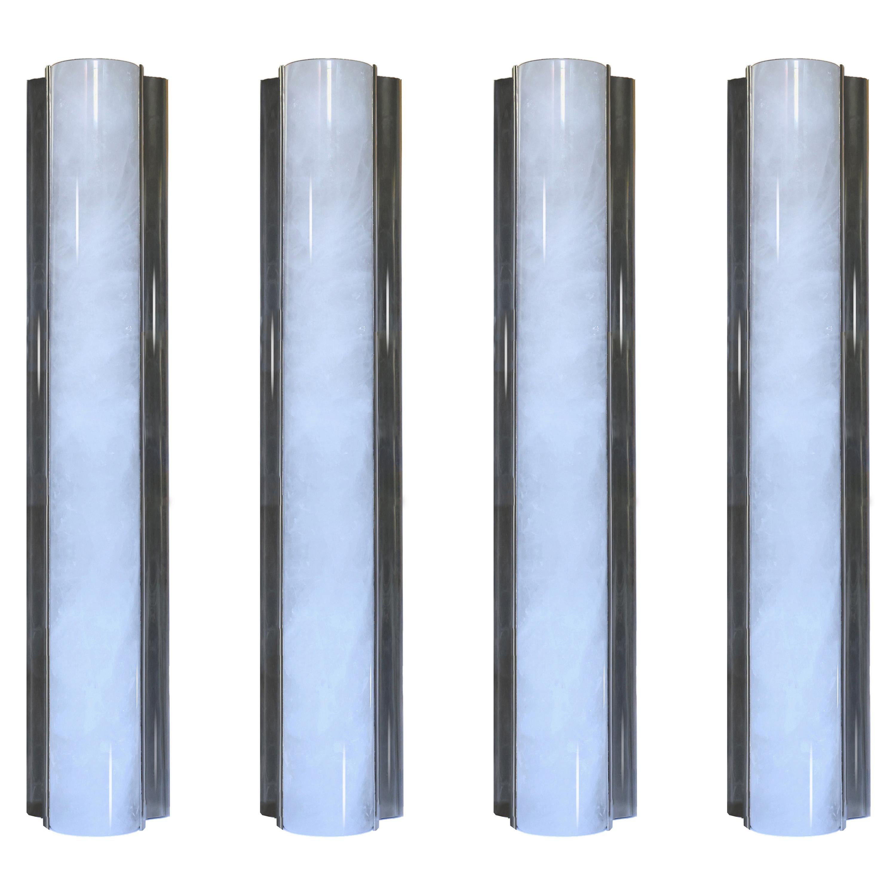 Group of Four CRA Rock Crystal Sconces by Phoenix
