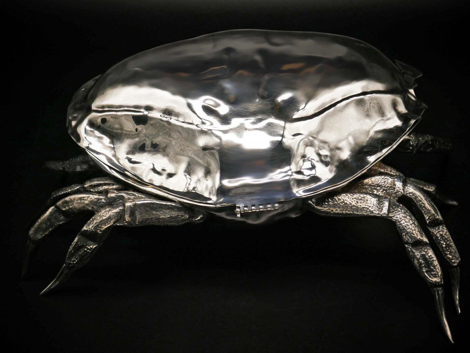 Late 20th Century Crab Caviar Cup in Silver Plate