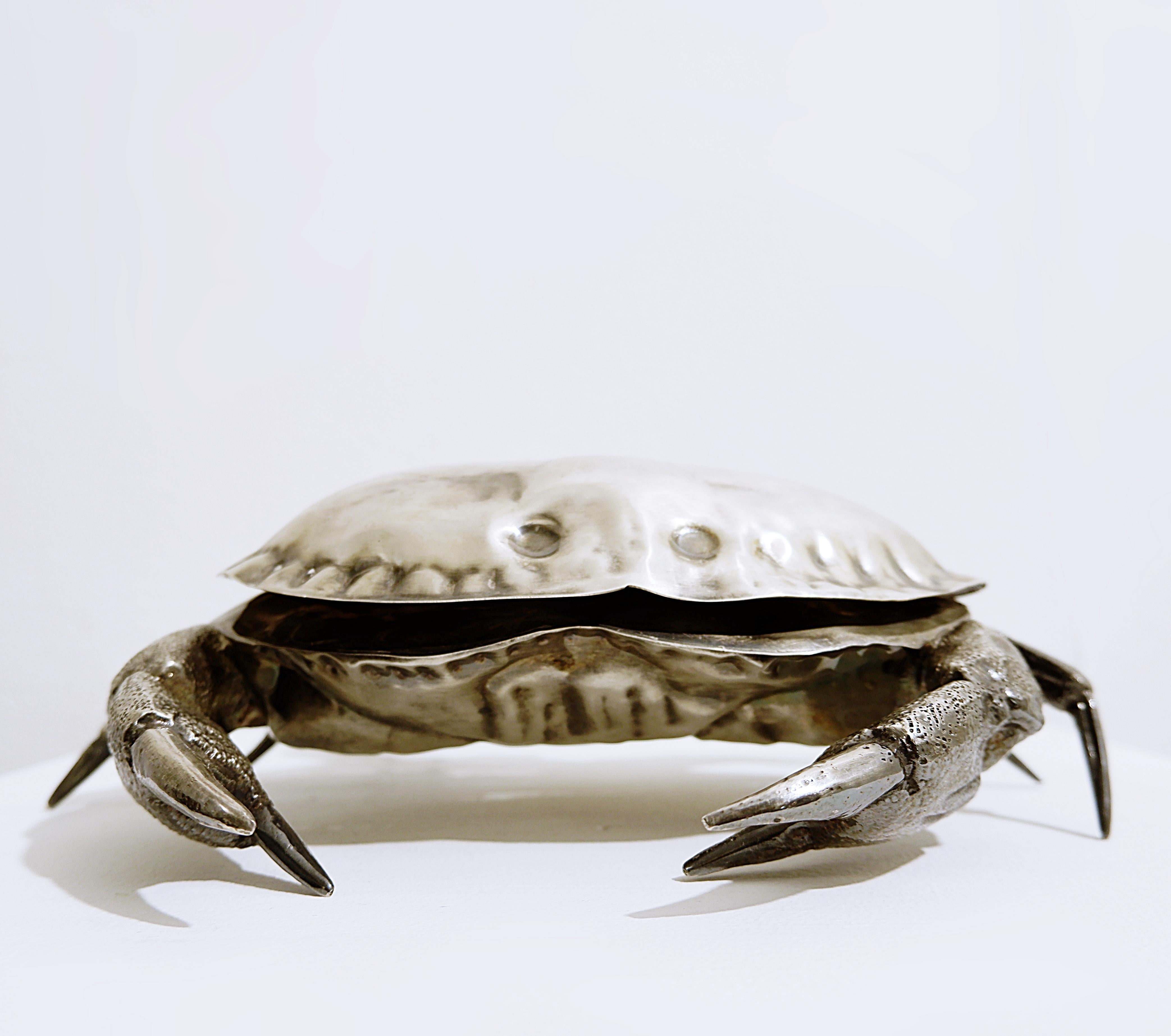 Crab Caviar cup in silver plate - Spain, 1970s.