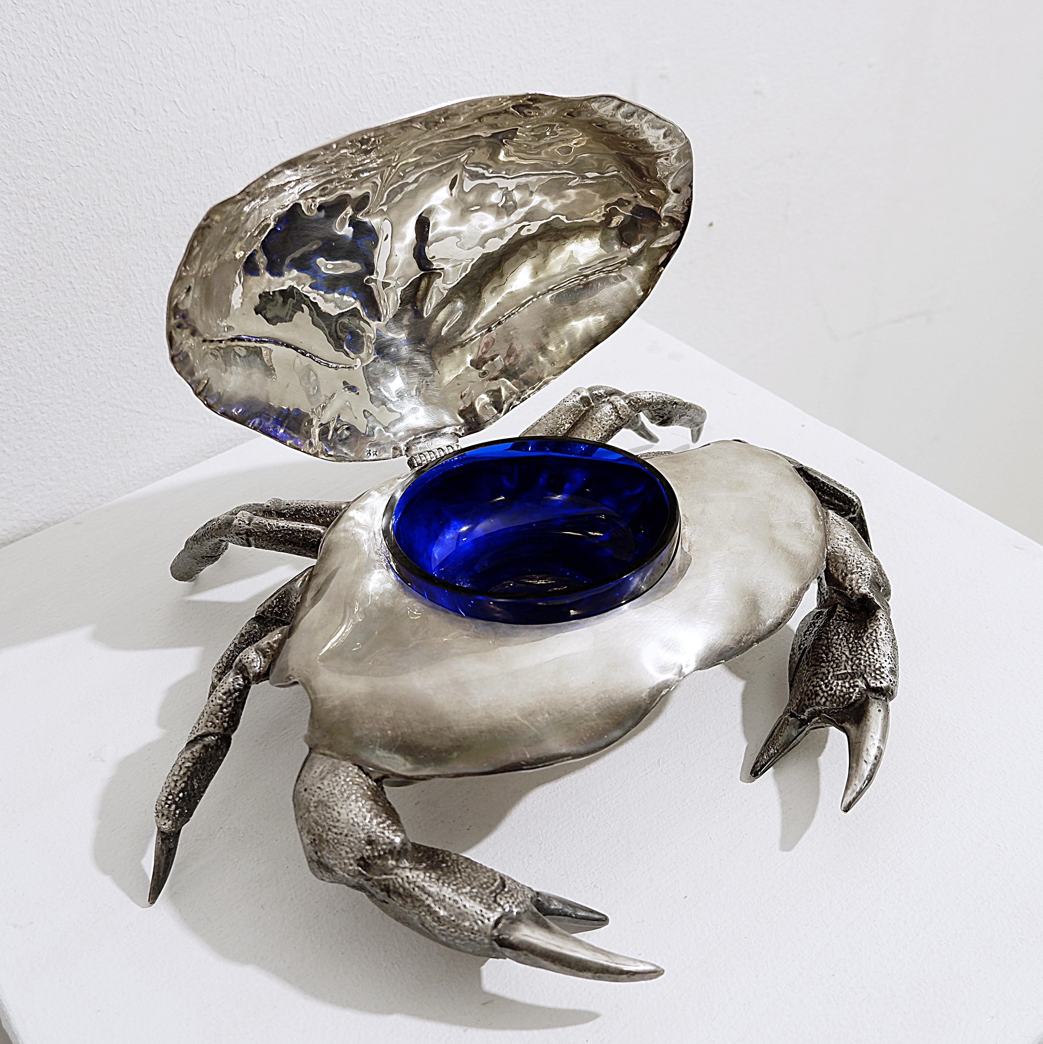 Crab Caviar Cup in Silver Plate, Spain, 1970s In Good Condition For Sale In Brussels , BE