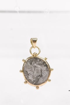 Crab Didrama [coin] Pendant w/ 18 Kt Gold