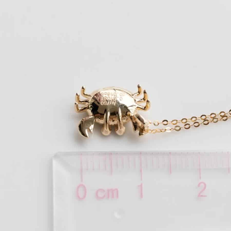 Crab Doublet Opal & Diamond 18K Yellow Gold Cancer Zodiac Pendant Necklace 1
