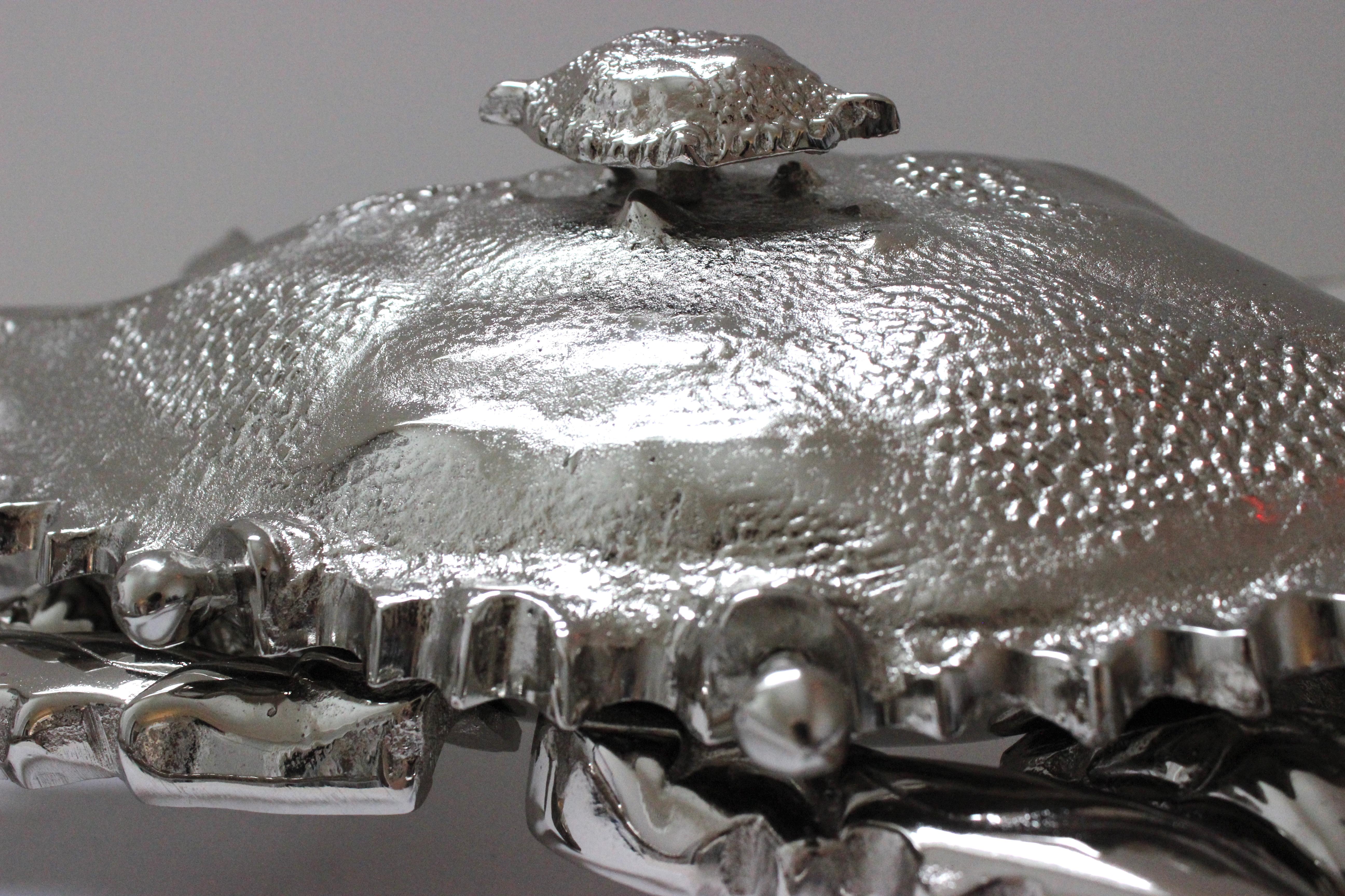 Contemporary Nickel Plated Crab Figure by Angel & Zevallos For Sale