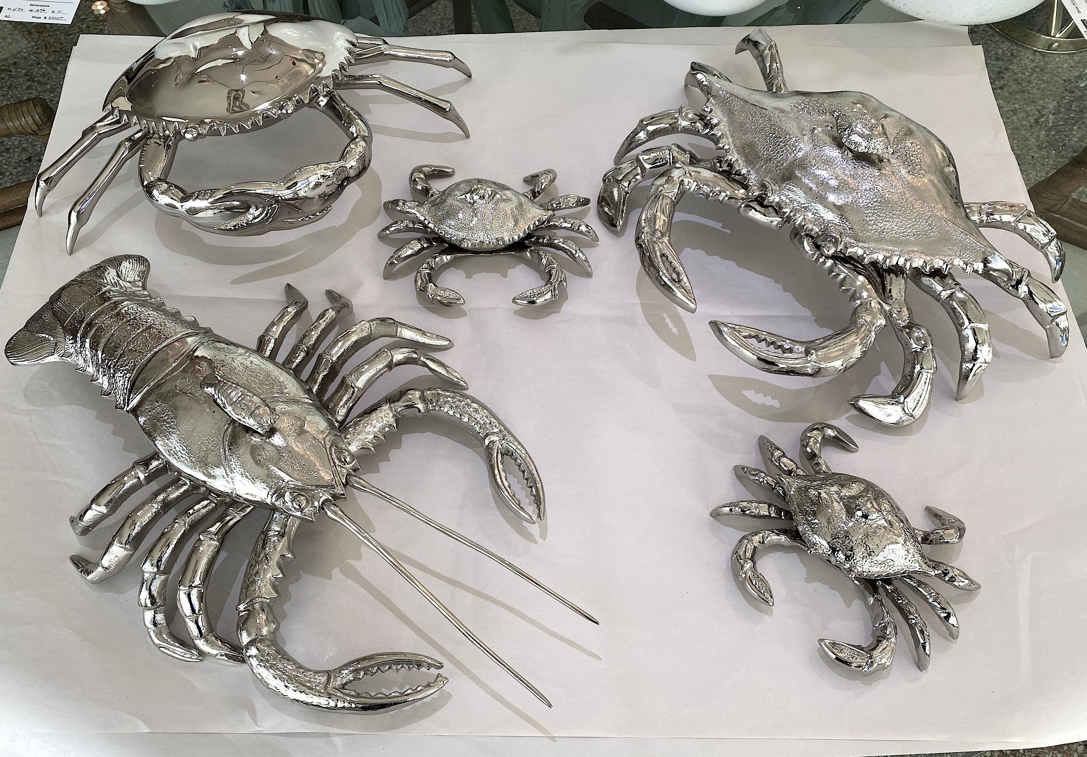 Nickel Plated Crab Figure by Angel & Zevallos For Sale 2