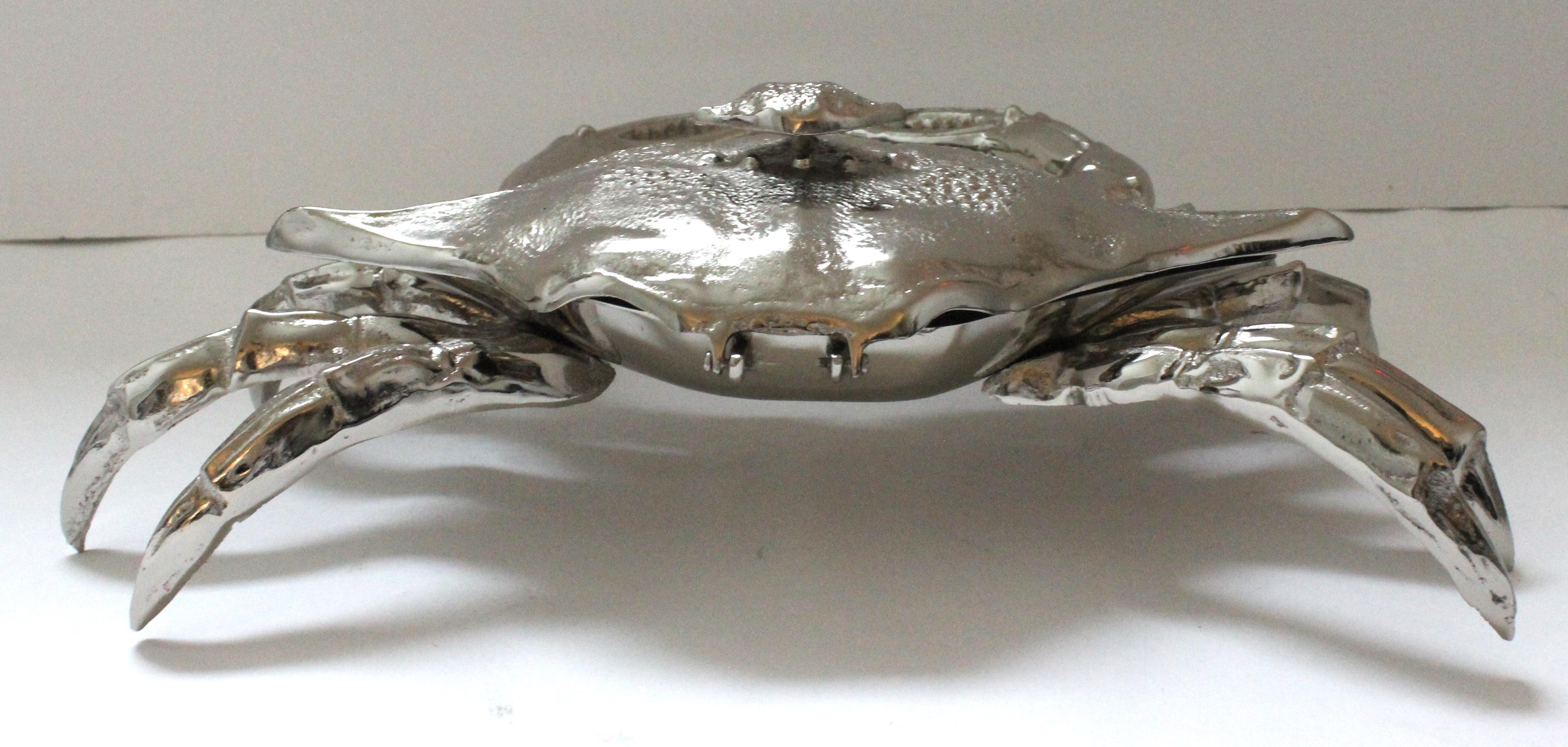 Modern Nickel Plated Crab Figure by Angel & Zevallos For Sale