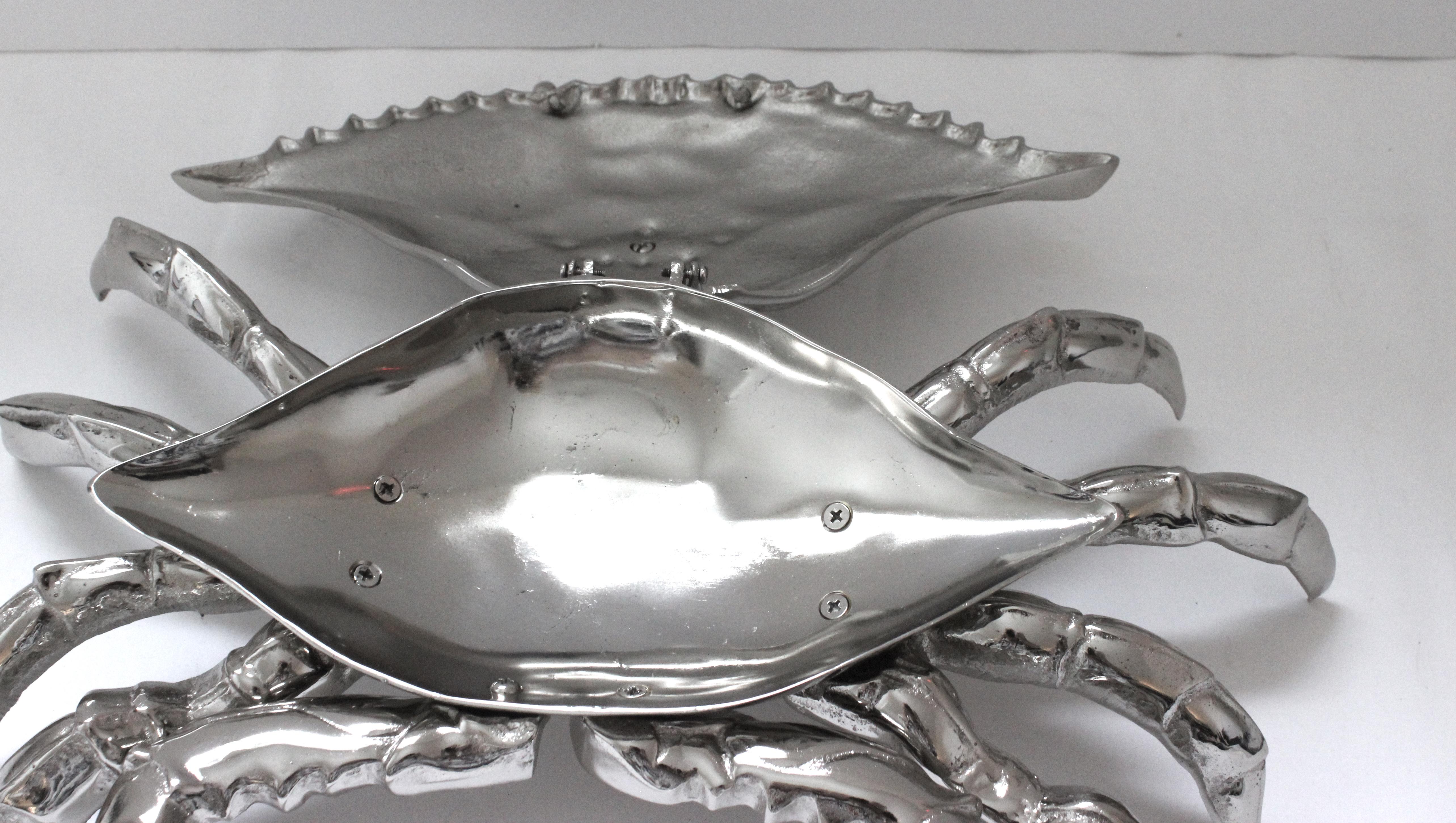 Nickel Plated Crab Figure by Angel & Zevallos In Good Condition For Sale In West Palm Beach, FL