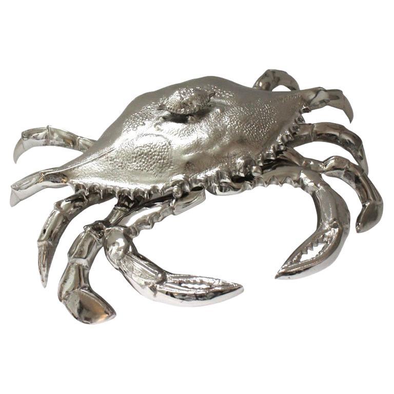 Nickel Plated Crab Figure by Angel & Zevallos For Sale