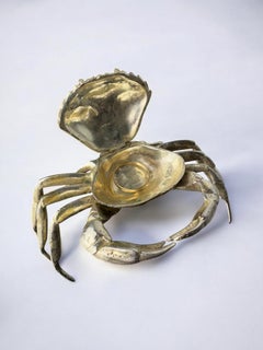 Boîte à bijoux en forme de crabe, plaquée argent et en alpaca, Espagne, années 1950