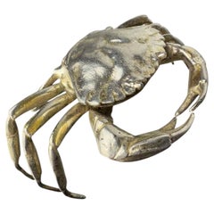 Boîte à bijoux en forme de crabe, plaquée argent et en alpaca, Espagne, années 1950