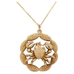 Crab Pendant in Solid 14K Gold - Estate Piece, Chain Sold Separately