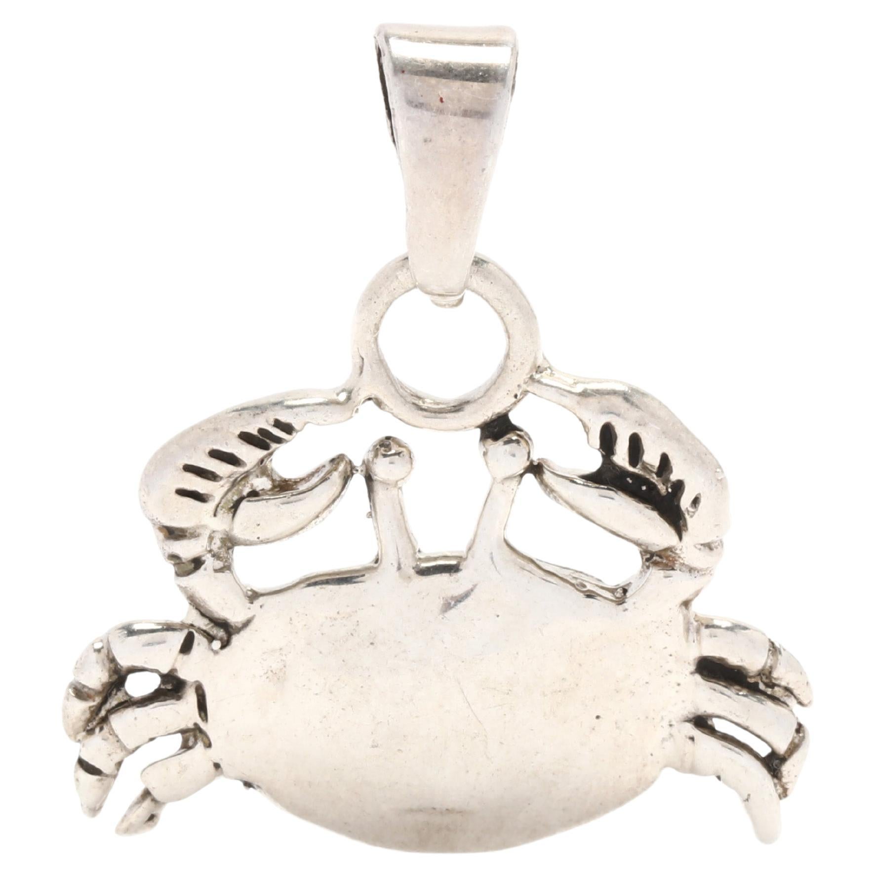 Crab Pendant, Sterling Silver, Massachusetts Pendant For Sale