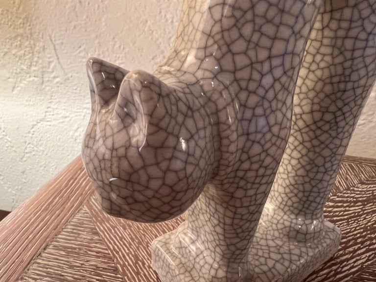 Crackled Ceramic Cat Bookends at 1stDibs
