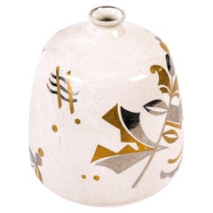Cracked Earthenware Ovoid Vase, Gold and Silver Enamel, Period: Art Deco