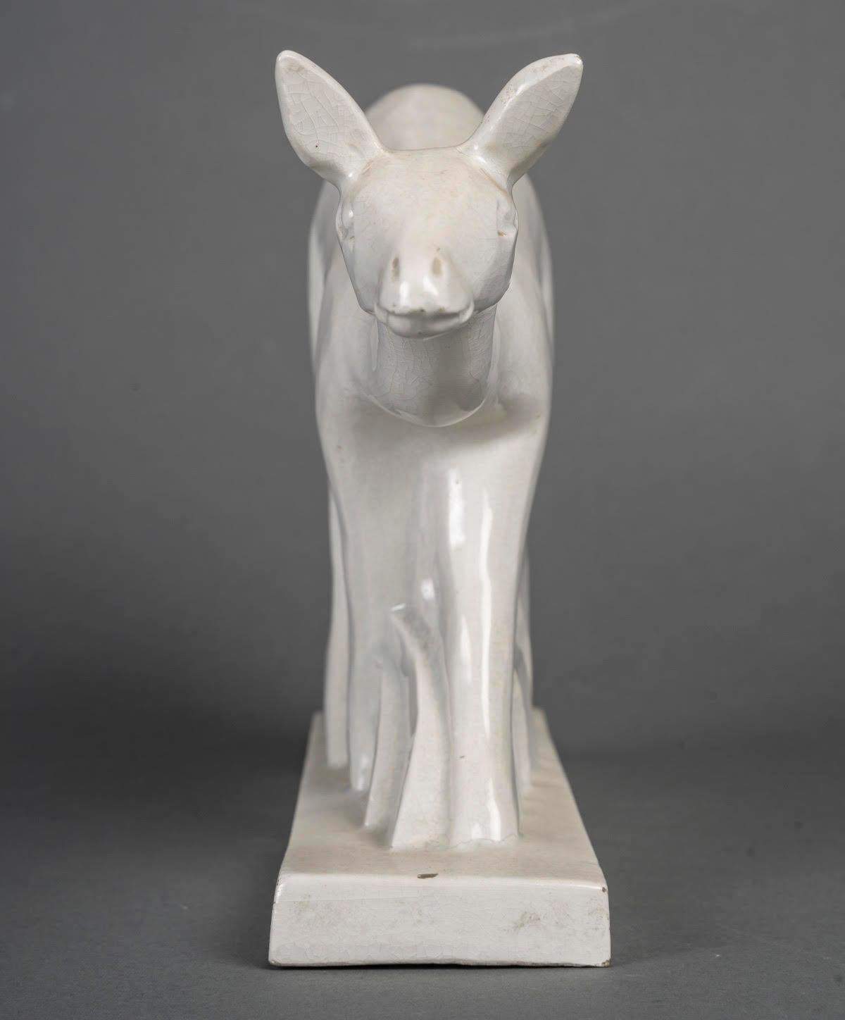 Escultura de barro agrietado, firmada Geo Condet, sello Saint Clement, 1930. en Bueno estado para la venta en Saint-Ouen, FR