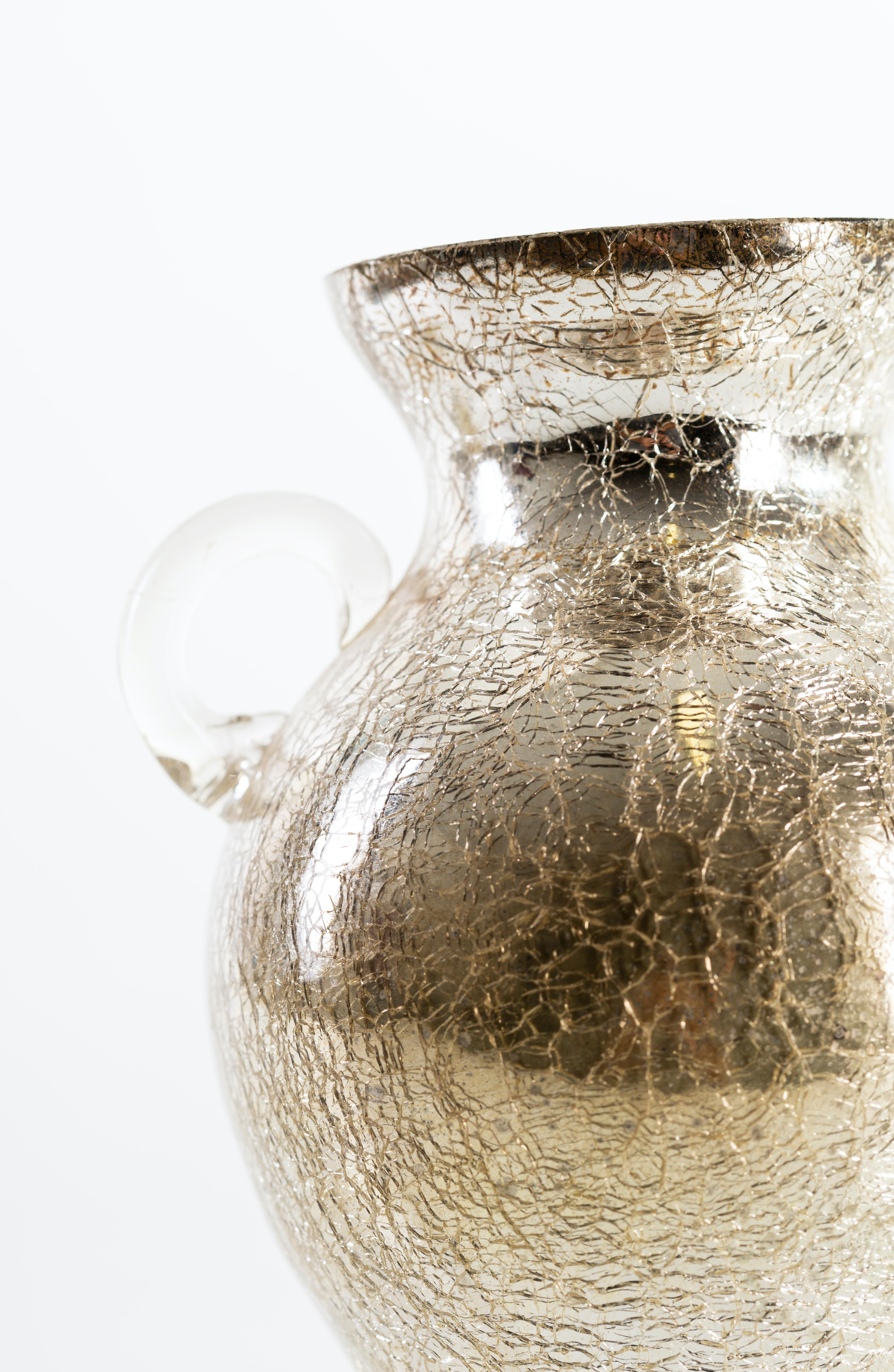 Austrian Cracked Glass Vase, Austria, Mid-1900 For Sale