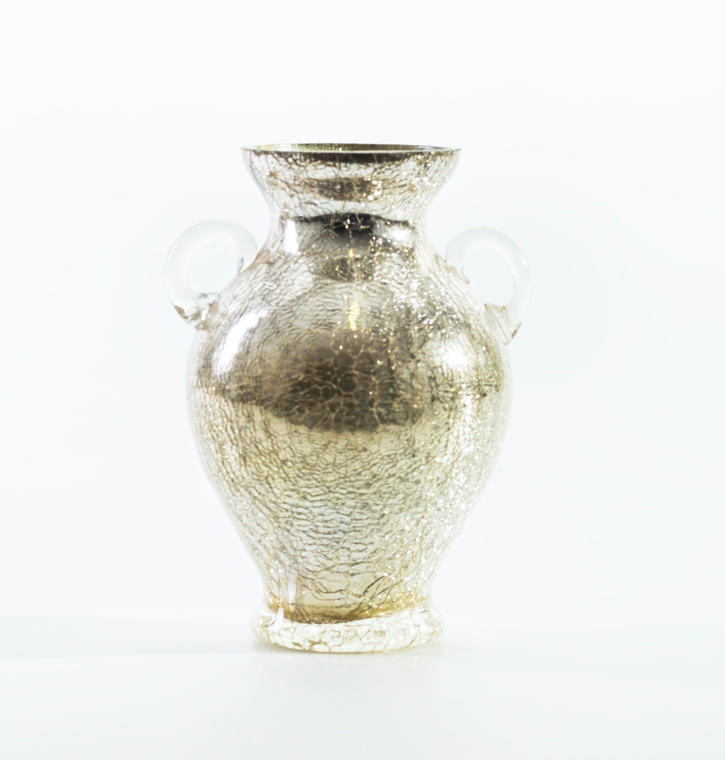 Cracked Glass Vase, Austria, Mid-1900 In Good Condition For Sale In Roma, IT