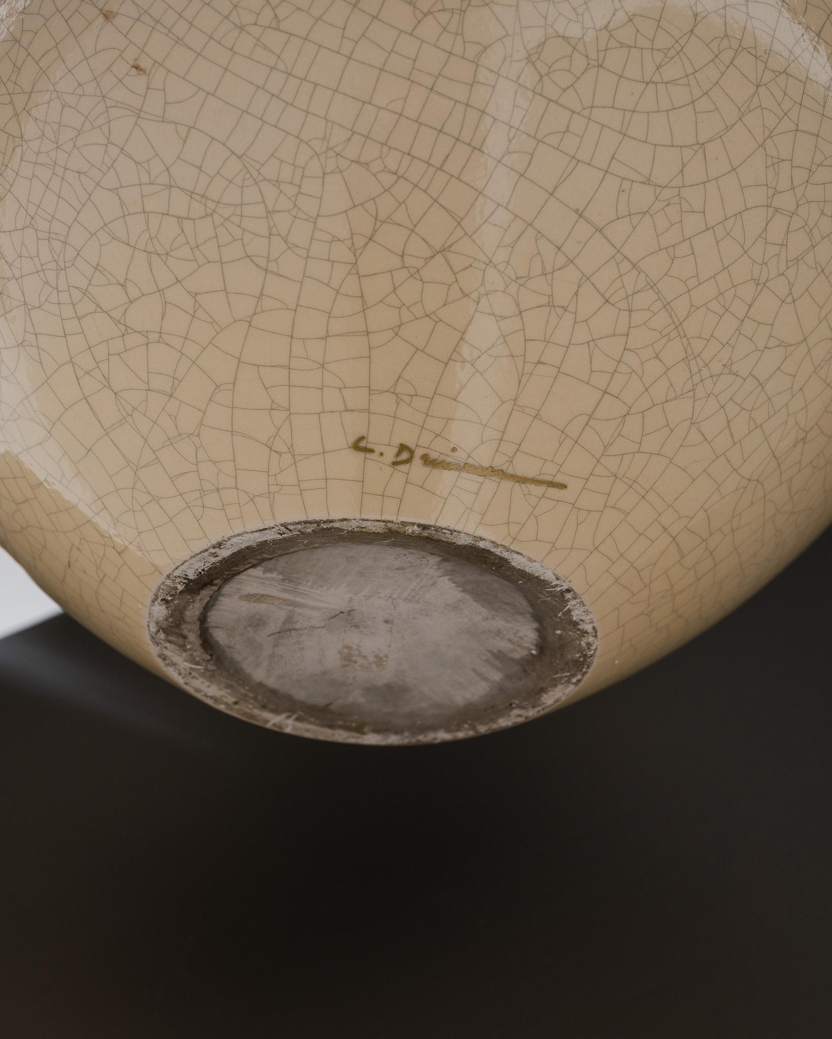 Vaso a sfera in ceramica e lacca nera, I.L.A., 1930 In condizioni buone in vendita a PARIS, FR