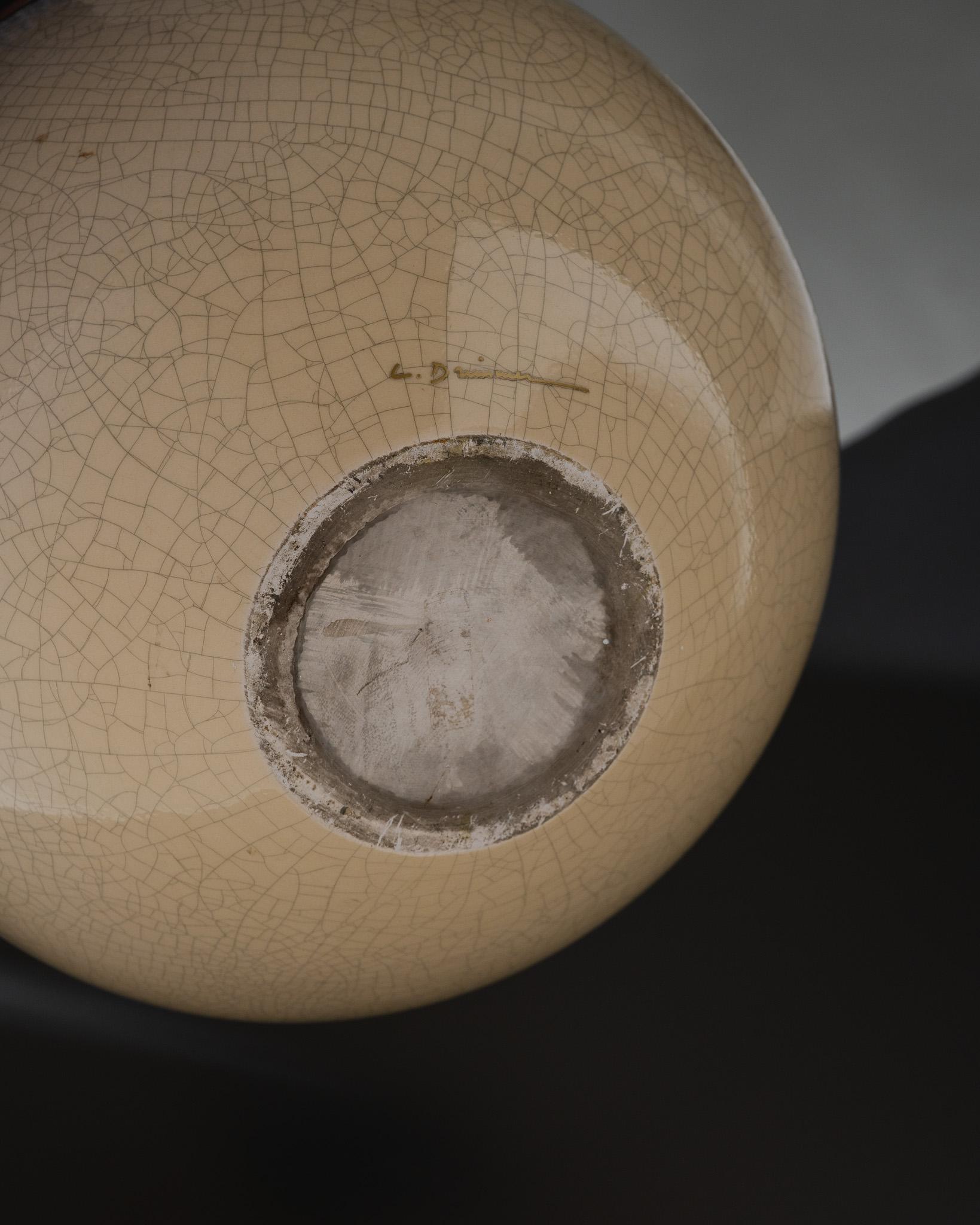 XX secolo Vaso a sfera in ceramica e lacca nera, I.L.A., 1930 in vendita