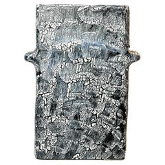 Cracked Glaze Rectangular Ceramic Vase, Signed by Bela Mihaly