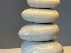 Lampe en galet craquelé de François Châtain avec son abat-jour d'origine, France 1970