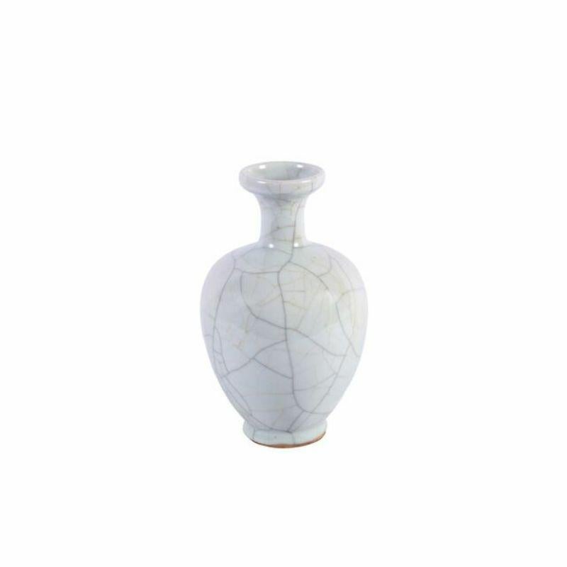 Chinese Chippendale Crackle Celadon Porcelain Bud Vases, Set of 3 For Sale