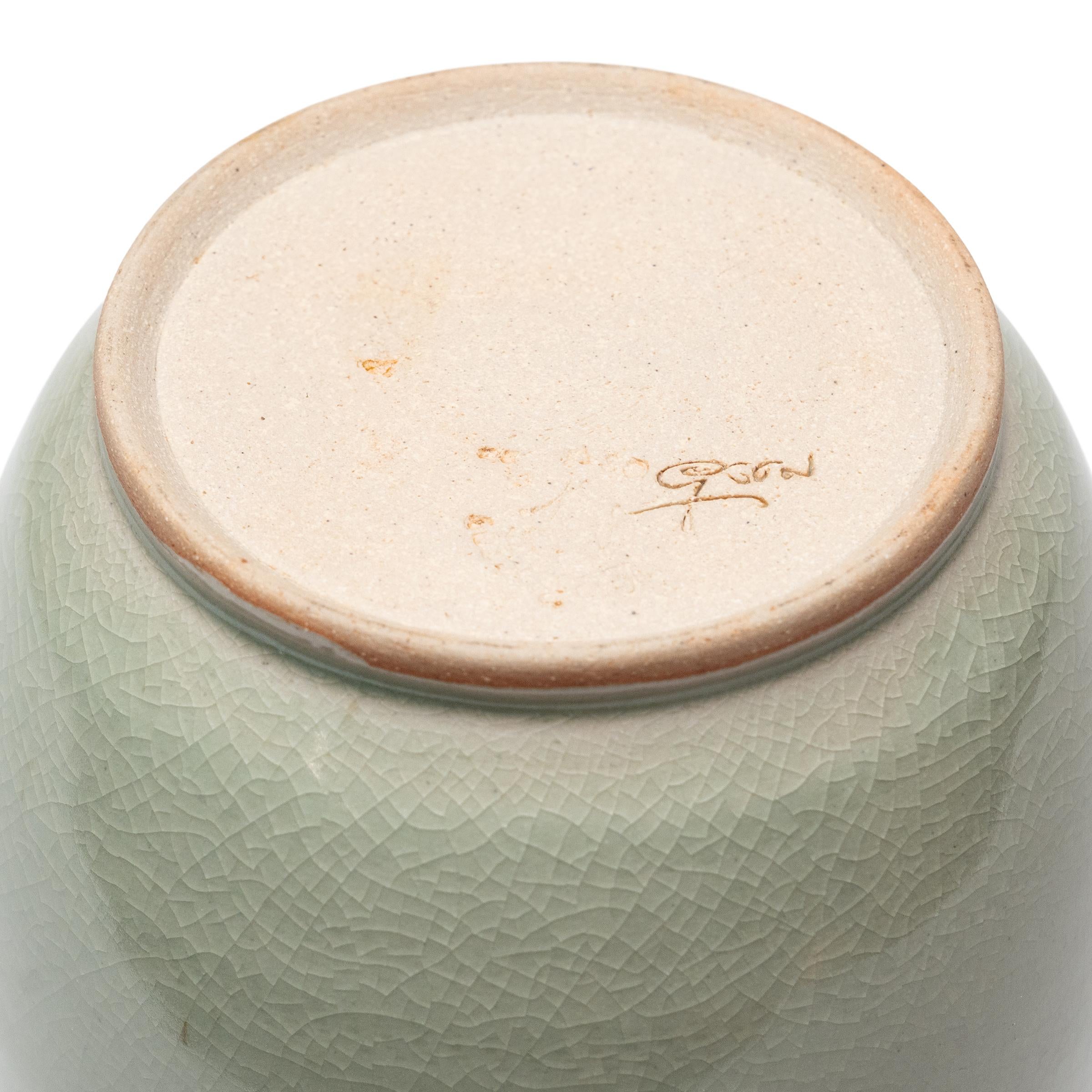 Thaïlandais Vase Crackle Celadon en vente
