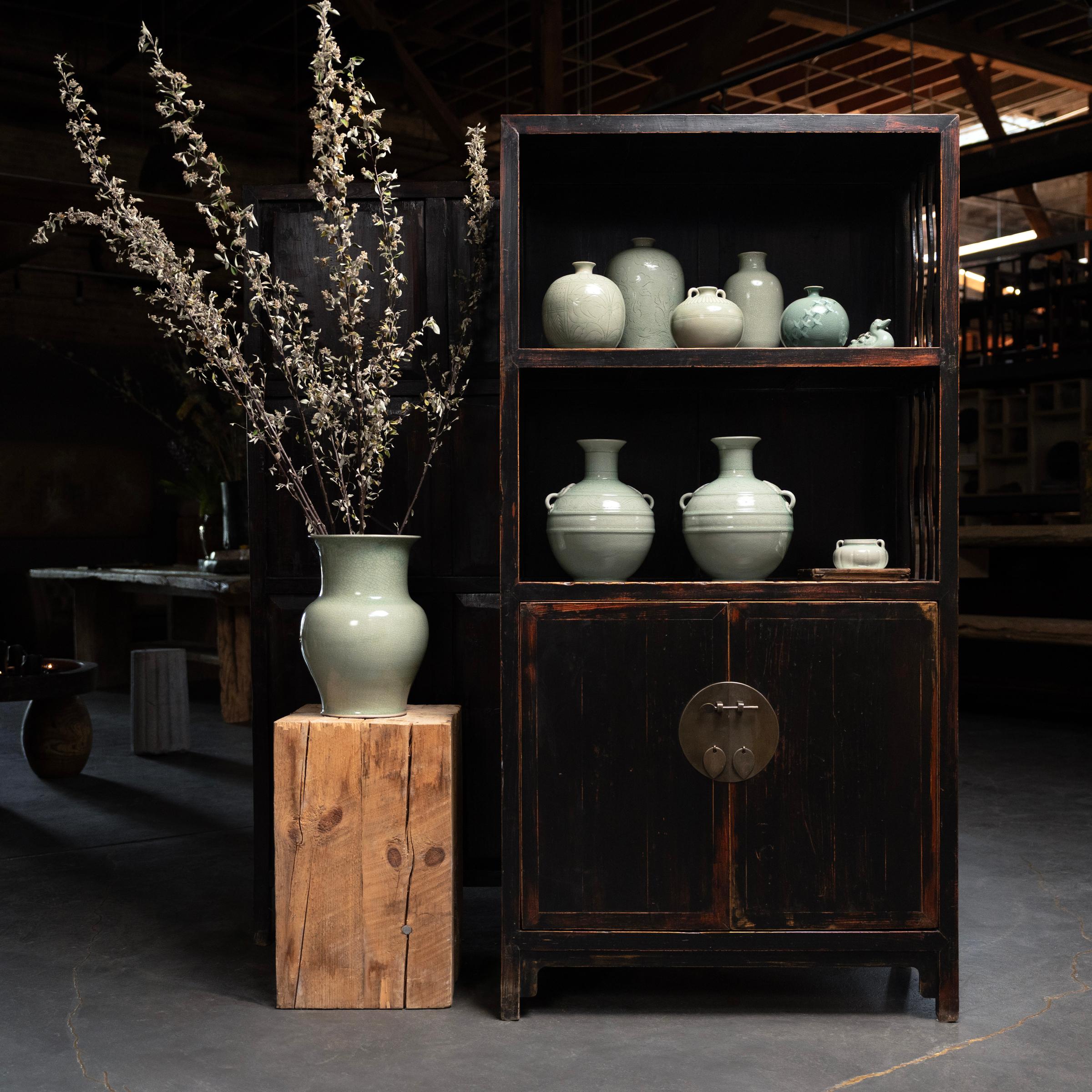 Buriné Vase Crackle Celadon en vente