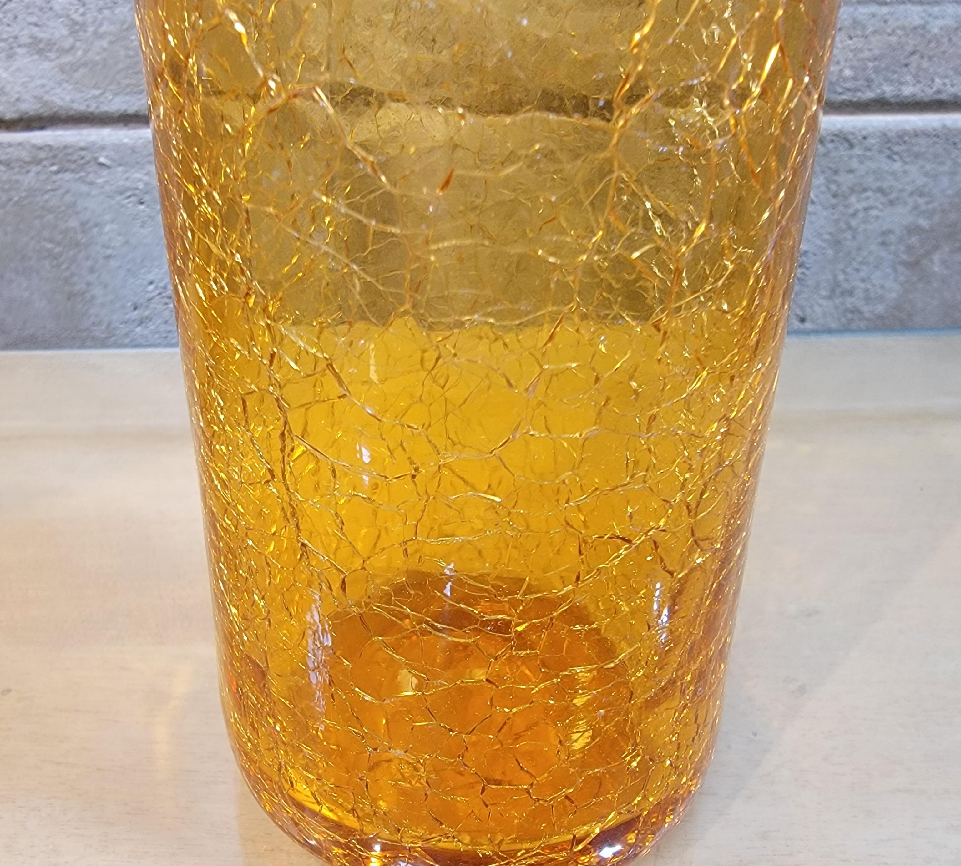 Dekanter aus Craquelé-Glas in der Art von Blenko (amerikanisch) im Angebot