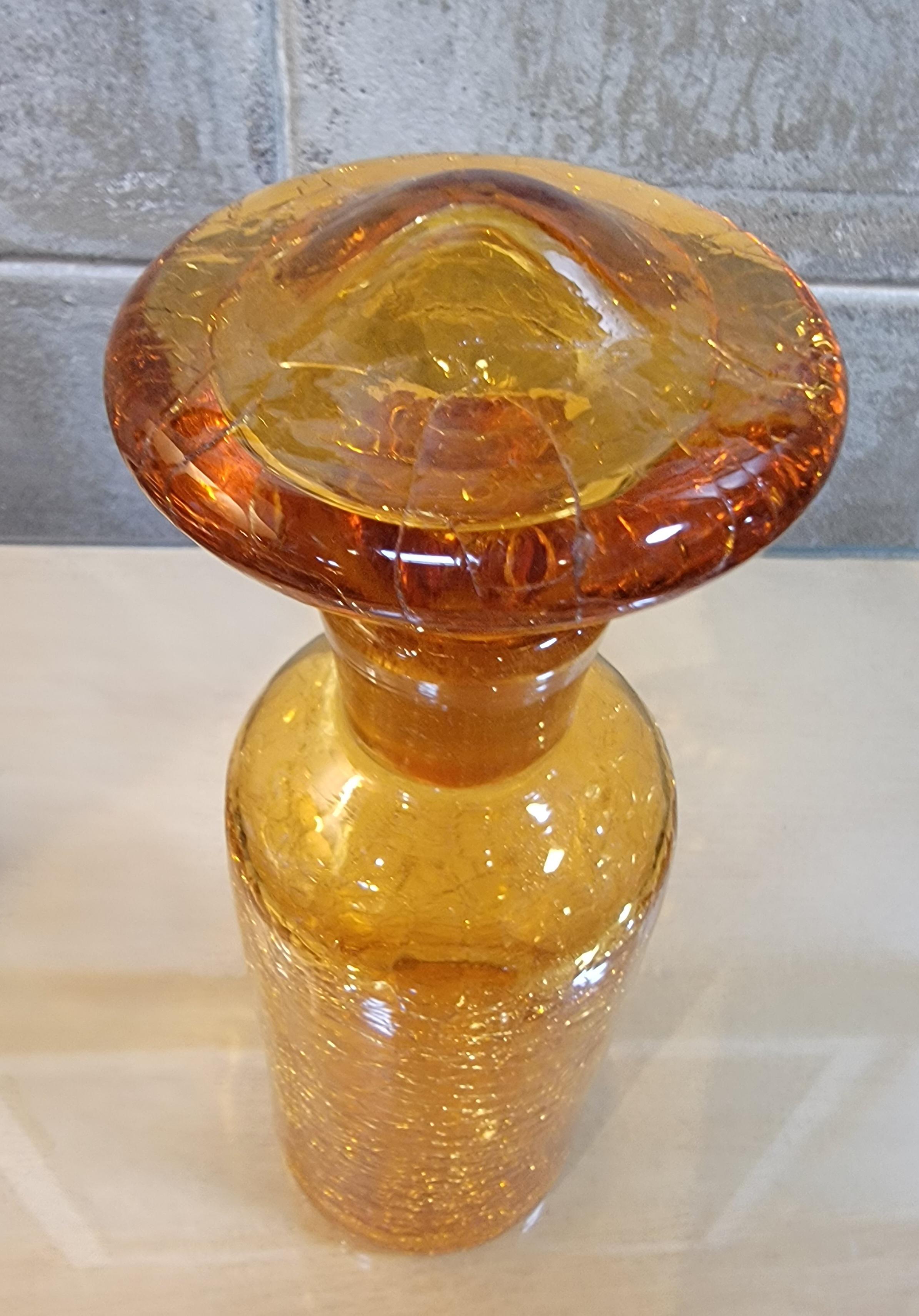 20th Century Crackle Glass Decanter Manner of Blenko For Sale