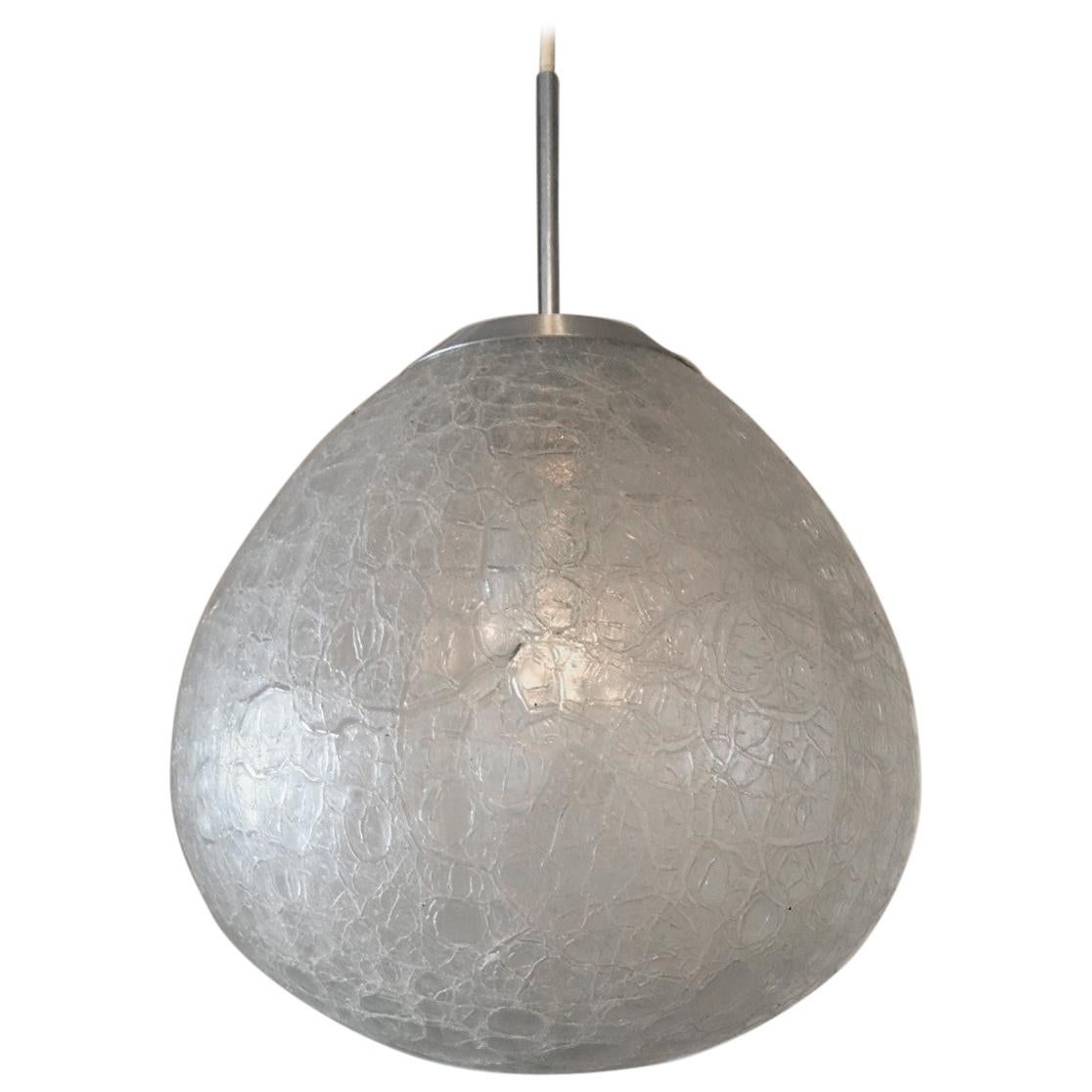 Crackle Glass Drop Shaped Pendant Lamp by Doria from the 1960s For Sale
