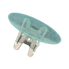Gina B Crackle Glass Dining/Foyer Sculptural Modern Cur\stom Table