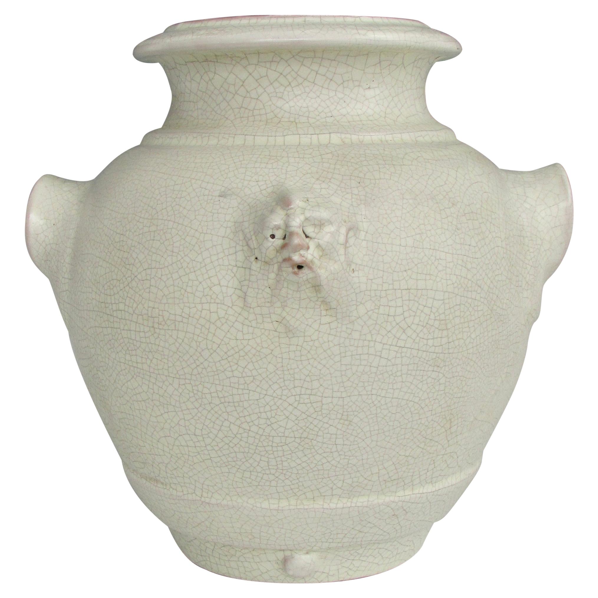 Crackle Glaze Italian Pottery Urn Marked Made in Italy for Tutto Bene, 1830