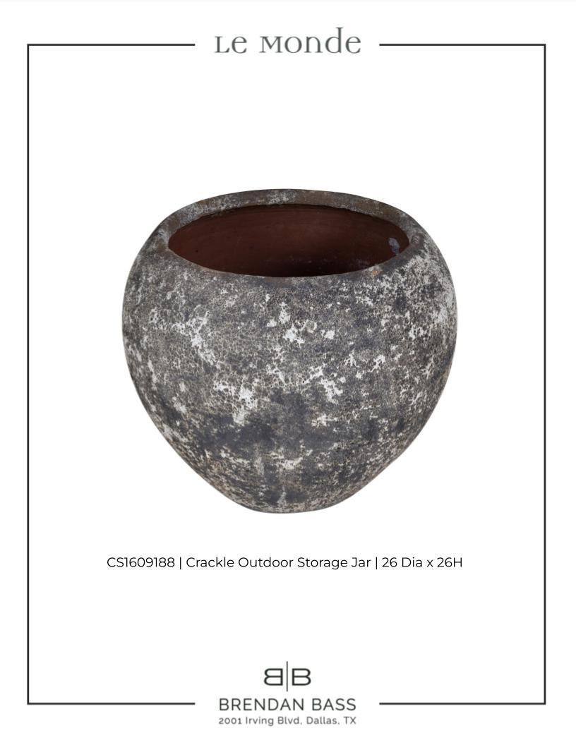 Stone Crackle Outdoor Storage Jar