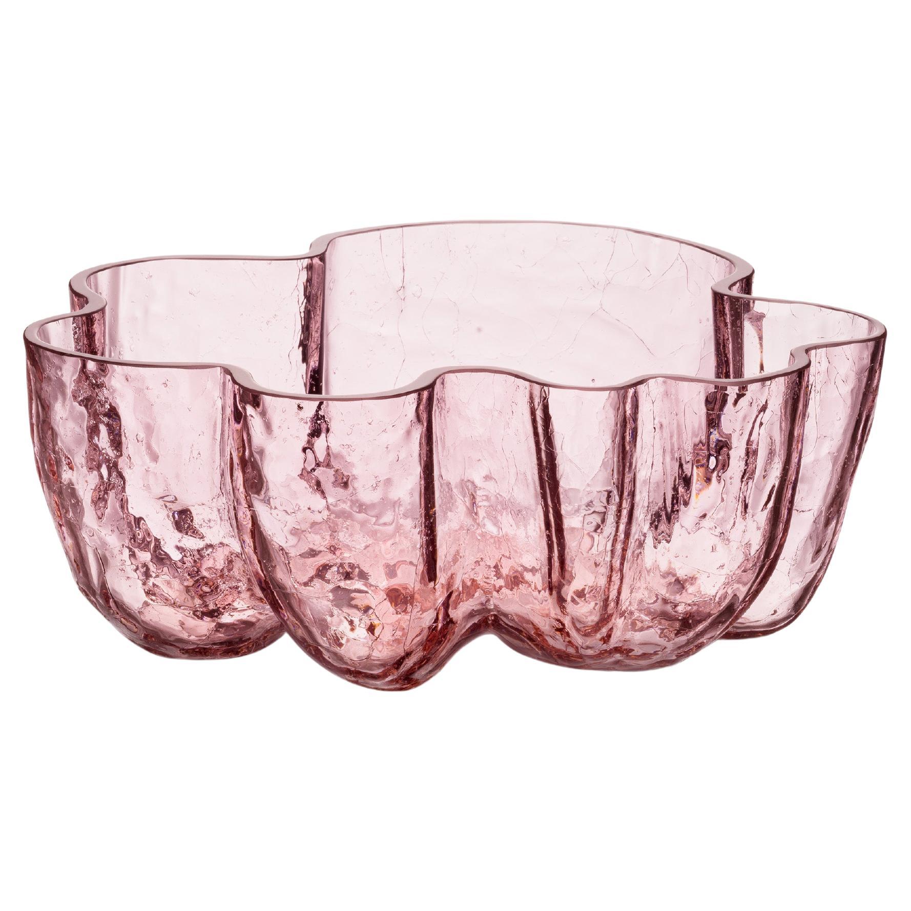 Kosta Boda Crackle Pink Bowl For Sale